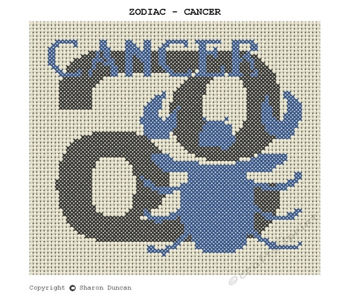 Star Sign Zodiac Cross Stitch Chart - Cancer