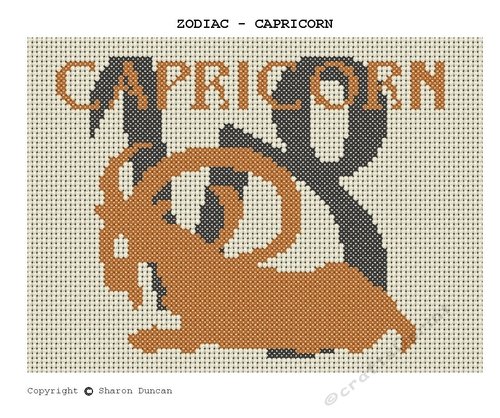 Star Sign Zodiac Cross Stitch Chart - Capricorn