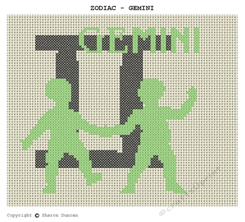 Star Sign Zodiac Cross Stitch Chart - Gemini