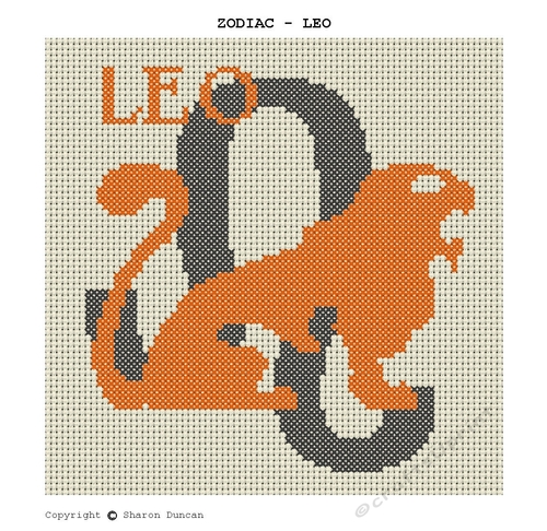 Star Sign Zodiac Cross Stitch Chart - Leo