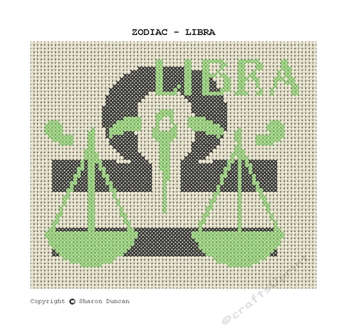 Star Sign Zodiac Cross Stitch Chart - Libra