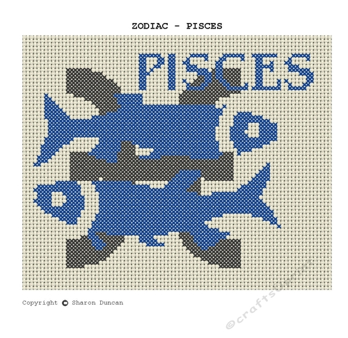 Star Sign Zodiac Cross Stitch Chart - Pisces