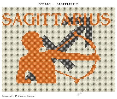 Star Sign Zodiac Cross Stitch Chart - Sagittarius