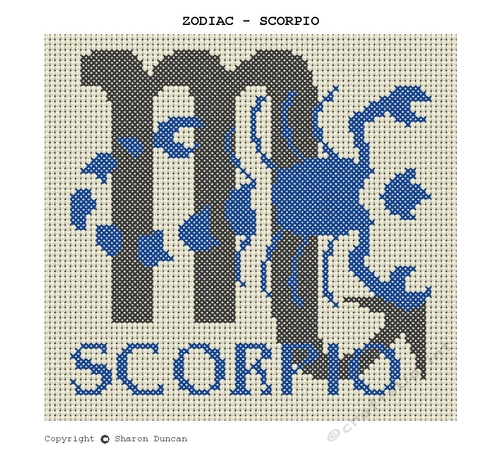 Star Sign Zodiac Cross Stitch Chart - Scorpio