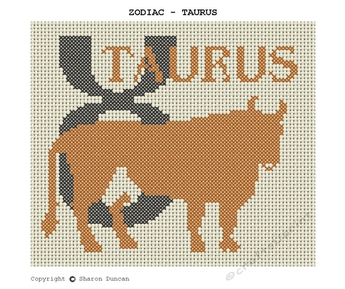 Star Sign Zodiac Cross Stitch Chart - Taurus