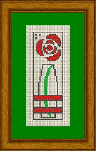 Deco Rose Cross Stitch Chart - Vase sampler