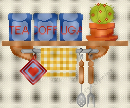 On The Shelf Cross Stitch Chart - Kitchen