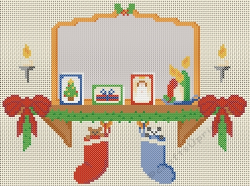 On The Shelf Cross Stitch Chart - Christmas