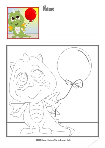 Dragon Dayz Copy Colouring Page for Kids - Balloon