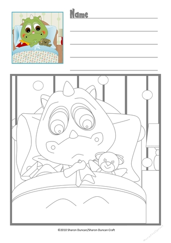 Dragon Dayz Copy Colouring Page for Kids - Got a cold