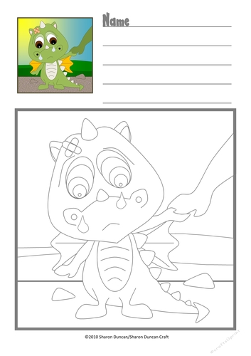 Dragon Dayz Copy Colouring Page for Kids - Helping Hand