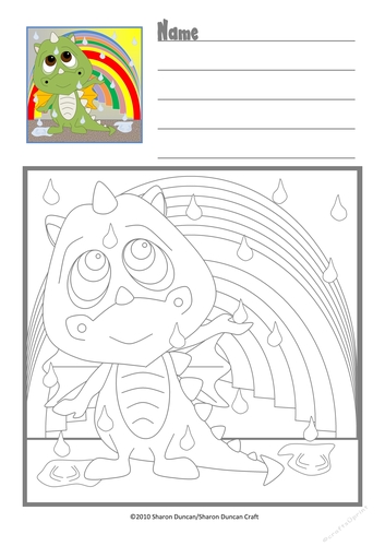 Dragon Dayz Copy Colouring Page for Kids - Rainbow