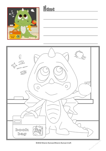 Dragon Dayz Copy Colouring Page for Kids - School Days