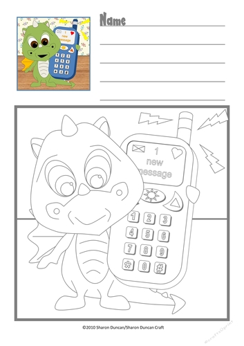 Dragon Dayz Copy Colouring Page for Kids - Hello