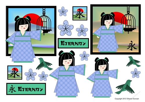 Kanji Kisses Oriental Topper Sheet and A4 Backing Paper - ETERNITY