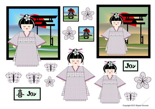 Kanji Kisses Oriental Topper Sheet and A4 Backing Paper - JOY