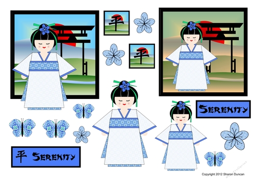 Kanji Kisses Oriental Topper Sheet and A4 Backing Paper - SERENITY