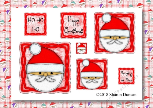 Christmas Stitches - Santa topper sheet with matching paper - A4 - Red