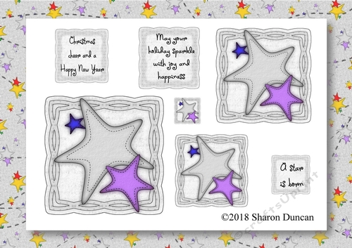 Christmas Stitches - Star topper sheet with matching paper - A4 - Silver
