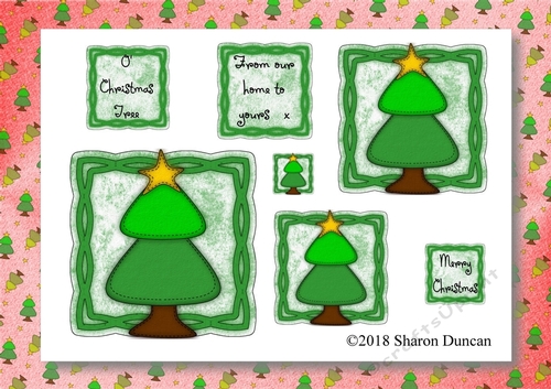 Christmas Stitches - Tree topper sheet with matching paper - A4 - Bright Green