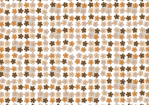 Sketchy Retro Flowers - Orange tones