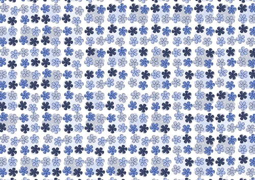 Sketchy Retro Flowers - Blue tones
