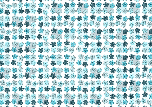 Sketchy Retro Flowers - Turquoise tones