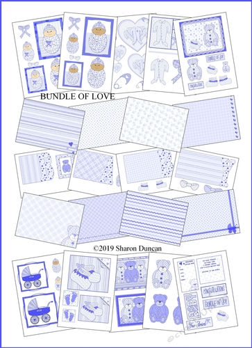 BUMPER BABY KIT - 22 x A4 Pages - Toppers, papers, more - BLUE