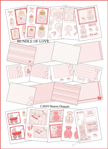 BUMPER BABY KIT - 22 x A4 Pages - Toppers, papers, more - PINK