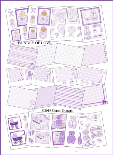 BUMPER BABY KIT - 22 x A4 Pages - Toppers, papers, more - LILAC