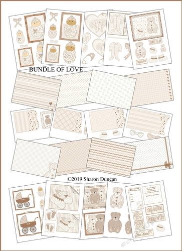 BUMPER BABY KIT - 22 x A4 Pages - Toppers, papers, more - NATURAL