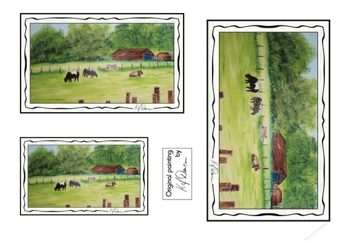 Down On The Farm Painted Topper - Field of Cows