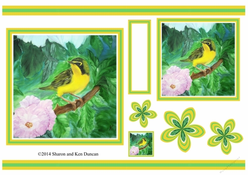 Painted Bird Toppers by Ken Duncan - Warbler