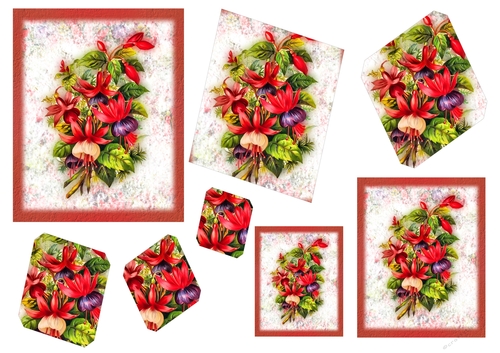 Floral Topper Sheets with Embellishments - Fuchsia Red