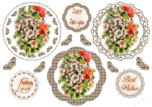 Floral Topper Sheets with Embellishments - Floral Spray