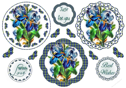 Floral Topper Sheets with Embellishments - Iris