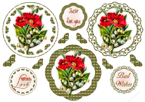 Floral Topper Sheets with Embellishments - Poppy
