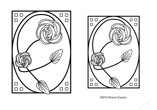 NOUVEAU ROSE TOPPER COLOURING SHEET - Rose Swirl