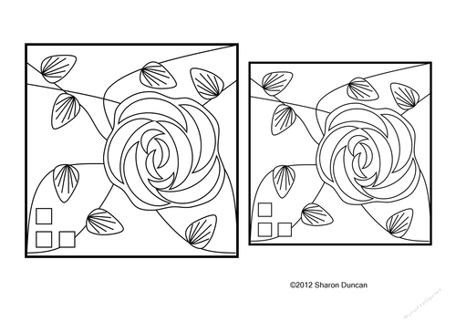 NOUVEAU ROSE TOPPER COLOURING SHEET - Leafy Rose