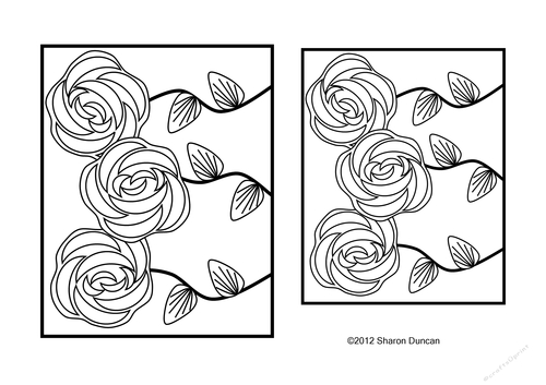 NOUVEAU ROSE TOPPER COLOURING SHEET - Rose Trio
