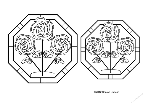 NOUVEAU ROSE TOPPER COLOURING SHEET - Octoagon Rose Topper