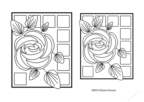 NOUVEAU ROSE TOPPER COLOURING SHEET - Large Rose Topper