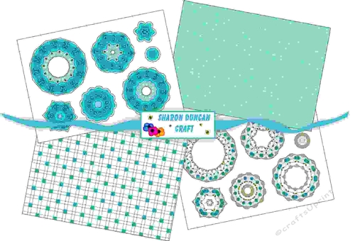NOUVEAU ROSE MANDALA KIT - 4 PAGES - turquoise