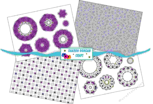 NOUVEAU ROSE MANDALA KIT - 4 PAGES - purple