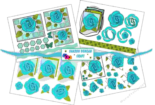 NOUVEAU ROSE TOPPER KIT - 4 PAGES - turquoise