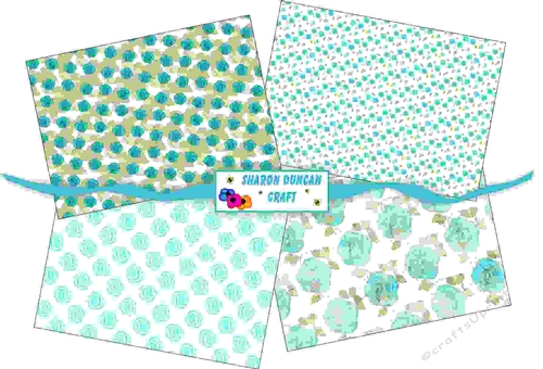 NOUVEAU ROSE PAPER KIT - 4 PAGES - turquoise