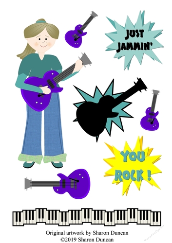 Little Miss Topper Sheet - Rock Star - Blue