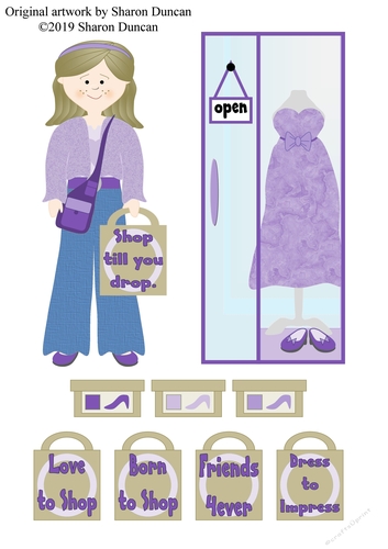 Little Miss Topper Sheet - Born To Shop - Purple