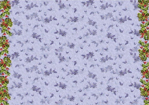 VINTAGE CHRISTMAS BACKING PAPER A4 - Holly Border - Blue