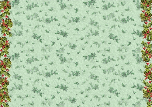 VINTAGE CHRISTMAS BACKING PAPER A4 - Holly Border - Green